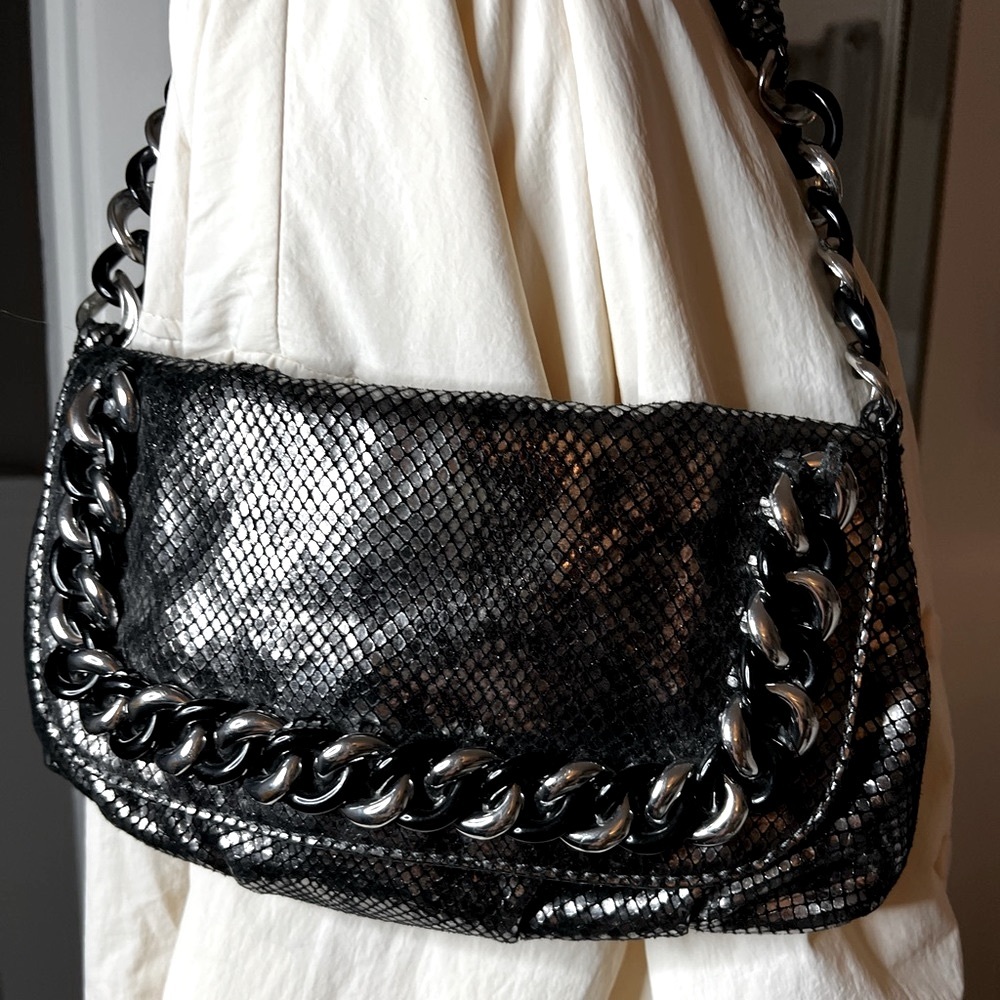 Michael Kors Rare Vintage Metallic Python Id Chai… - image 7